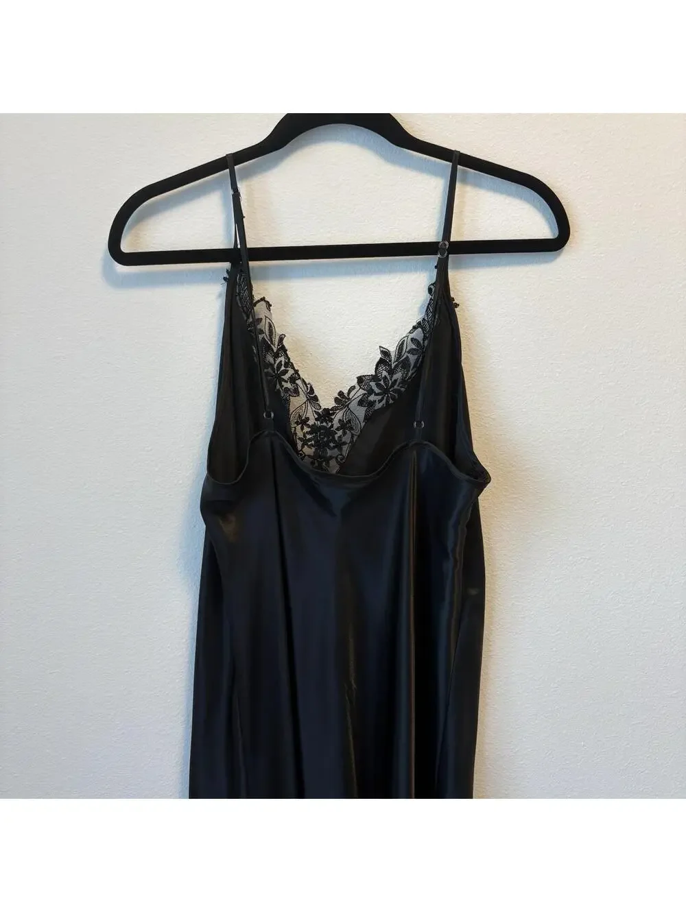 Vintage Frederick’s of Hollywood Size L Black Satin Maxi Wedding Night Lingerie